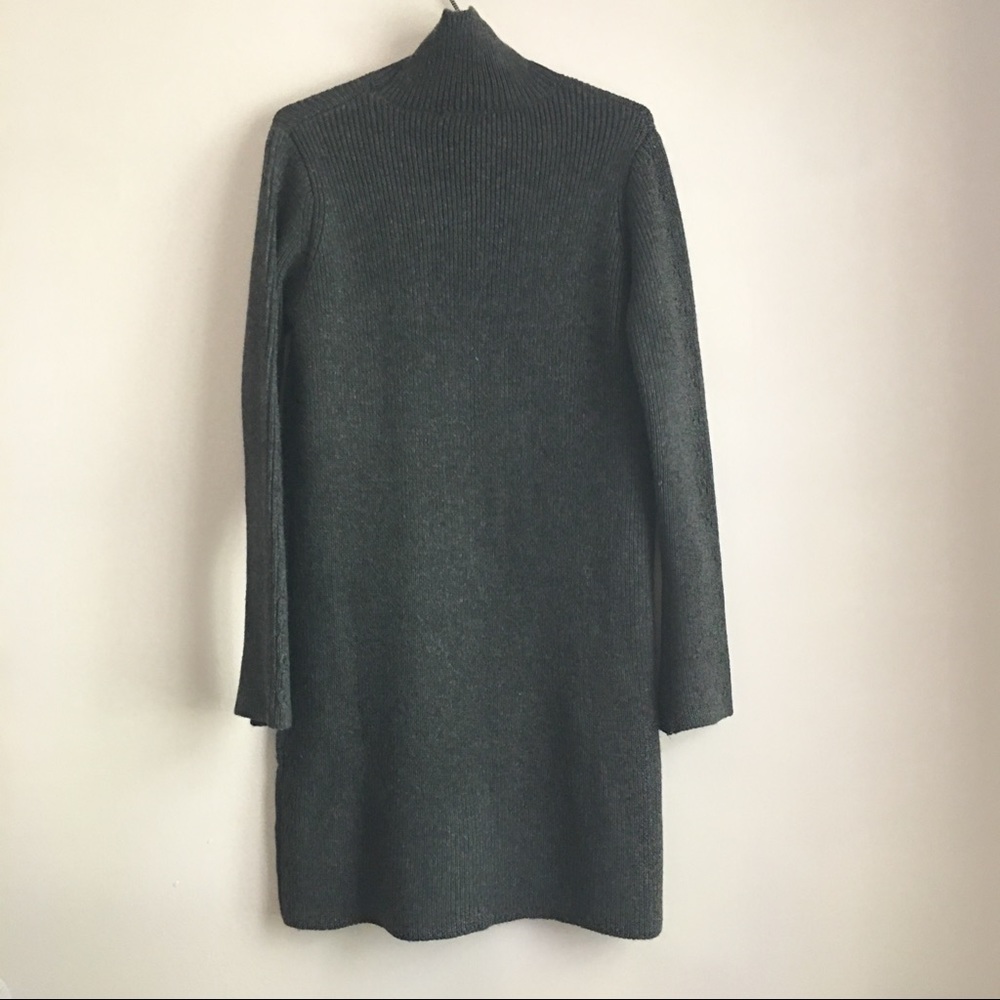 Zara Ribbed Braided Turtleneck Dress Gray Size M - Picture 4 of 12